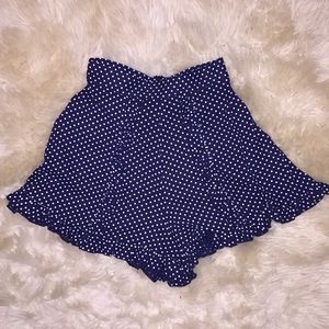High Waisted Ruffles Polka Dotted Shorts